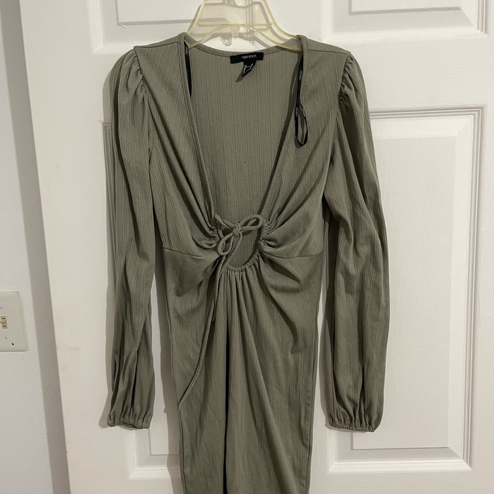 Olive Green Long Sleeve Dress